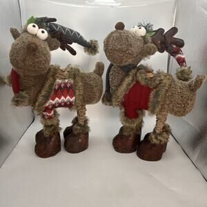 Members Mark Plush Moose Christmas Décor Set of 2 Adjustable Legs 29" To 37" Box